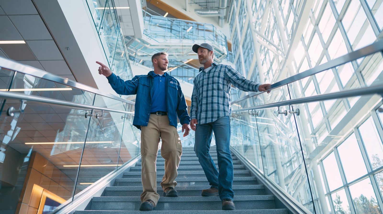 Commercial cleaning professionals preparing for a facility services opportunity